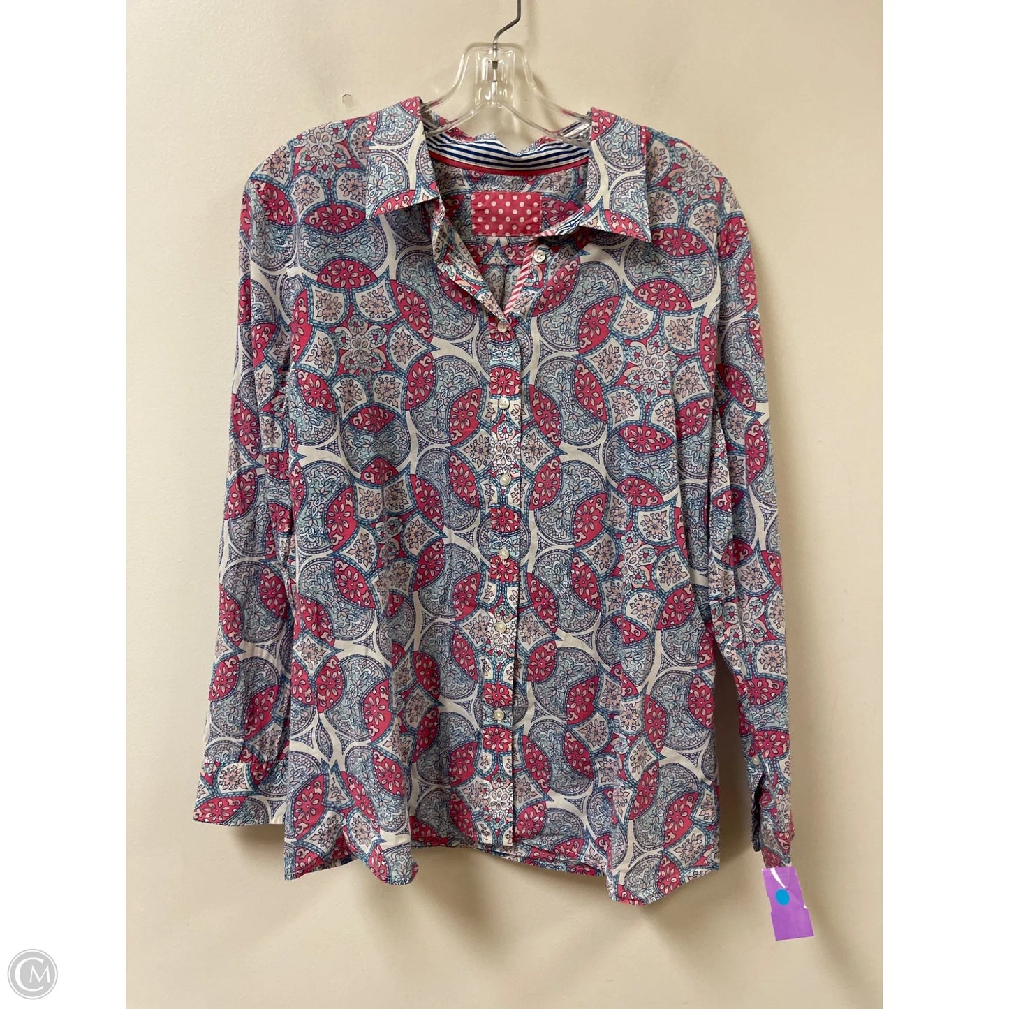 Blouse Long Sleeve By Clothes Mentor In Blue & Pink, Size: M
