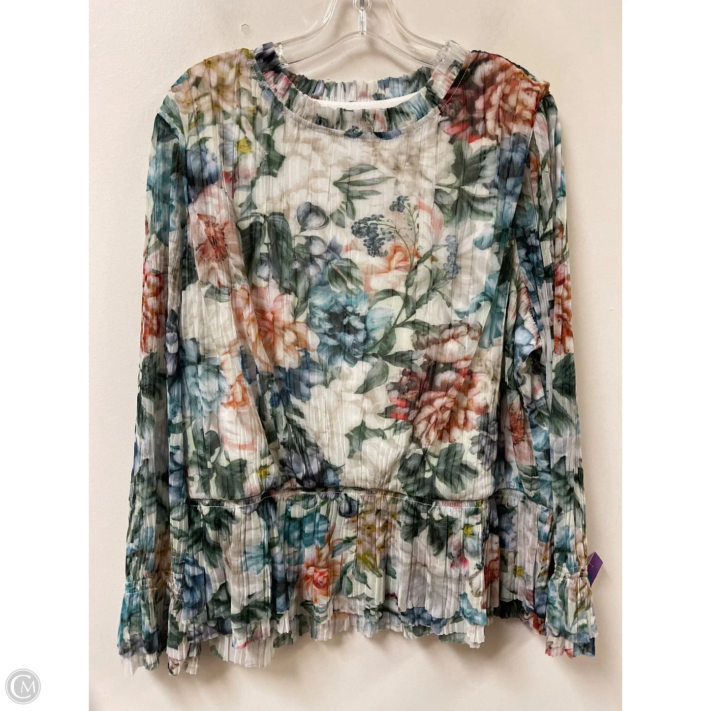 Top Long Sleeve By Chicos In Floral Print, Size: 1x