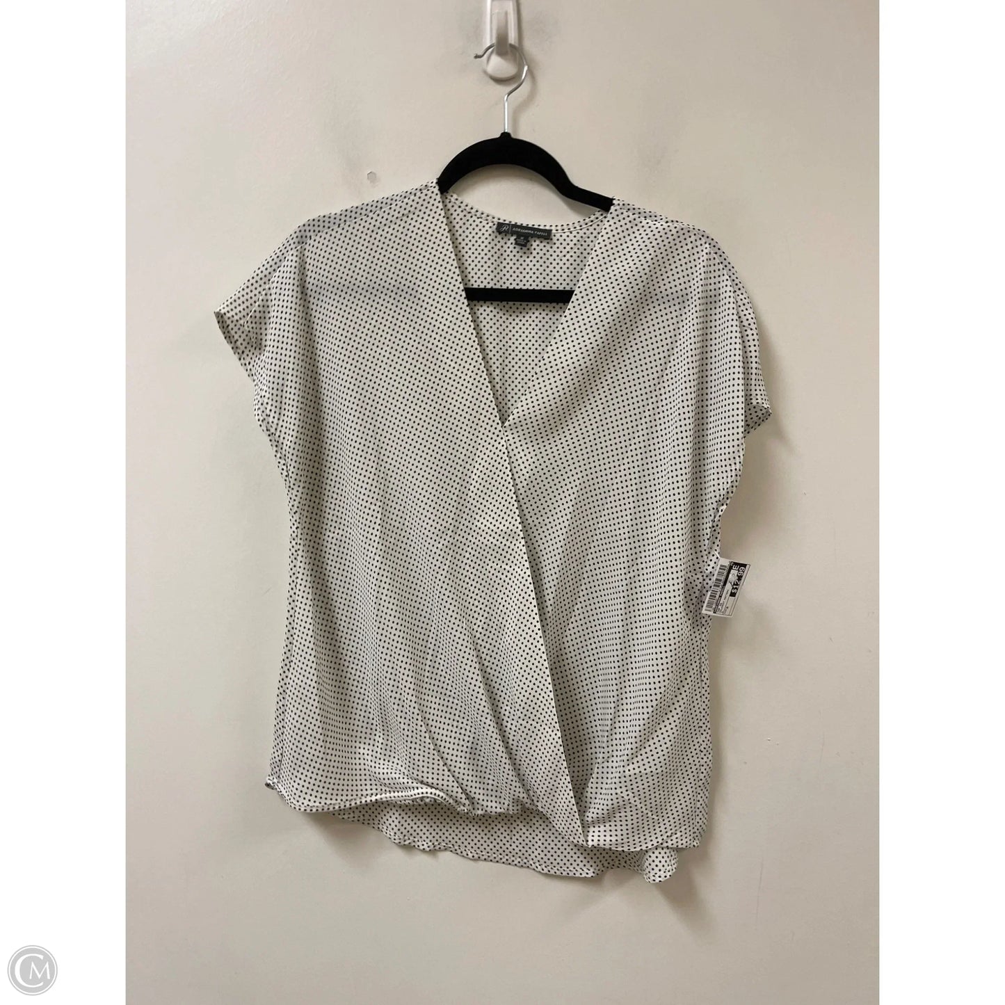 Top Short Sleeve By Adrianna Papell In Polkadot Pattern, Size: M