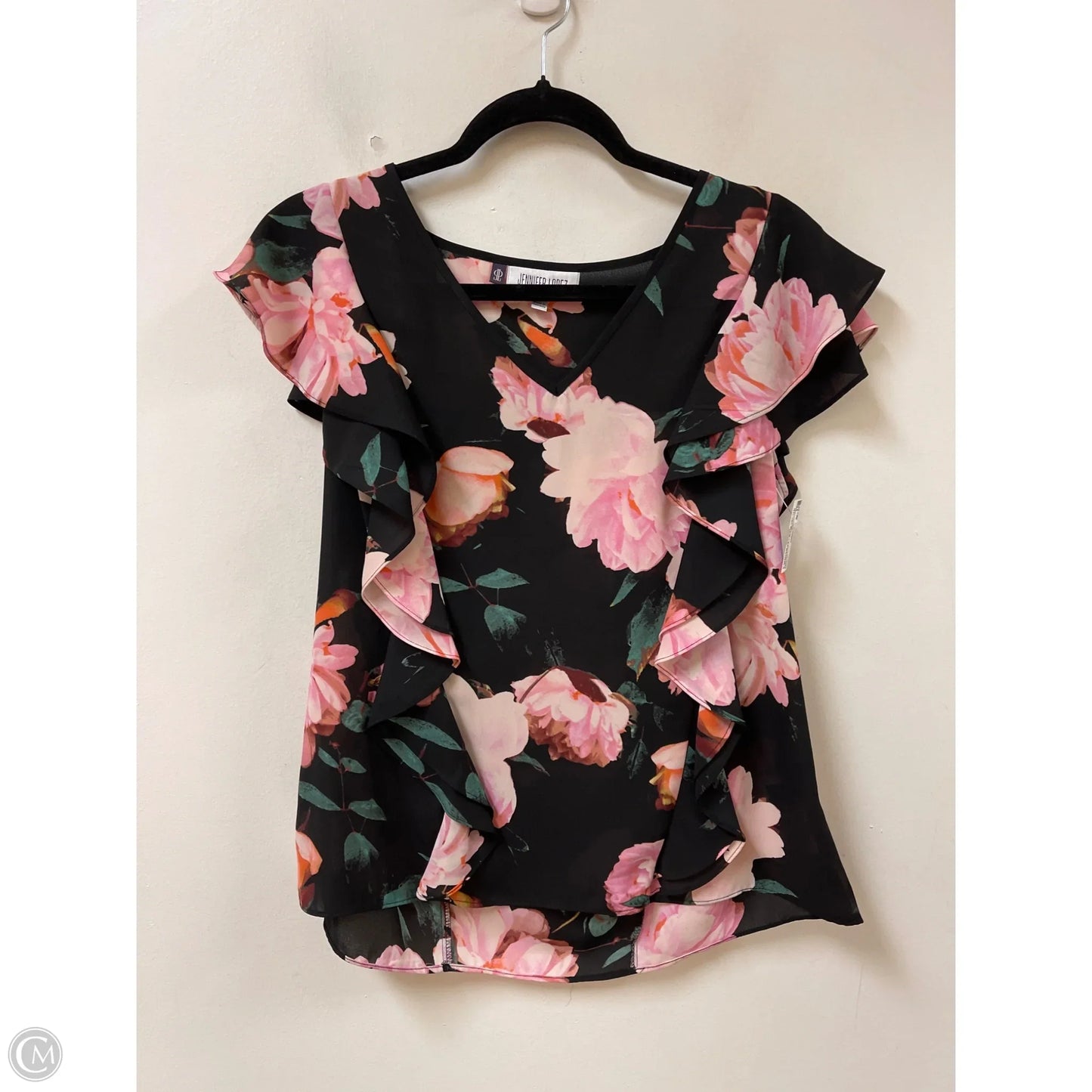 Top Short Sleeve By Jennifer Lopez In Floral Print, Size: S