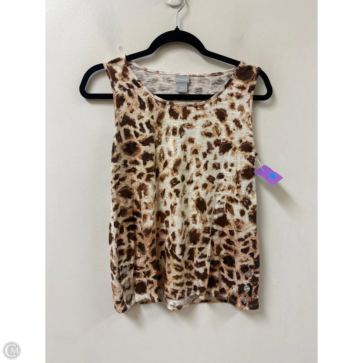 Top Sleeveless By Chicos In Animal Print, Size: S