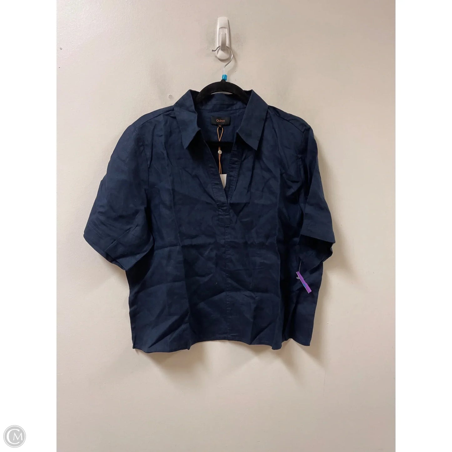 Top Short Sleeve By Quince In Navy, Size: Xl