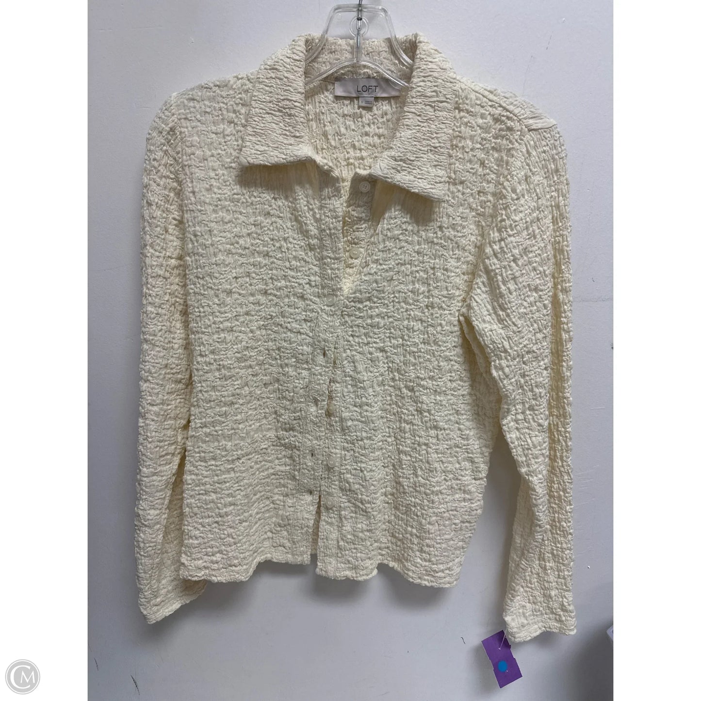 Blouse Long Sleeve By Loft In Cream, Size: S