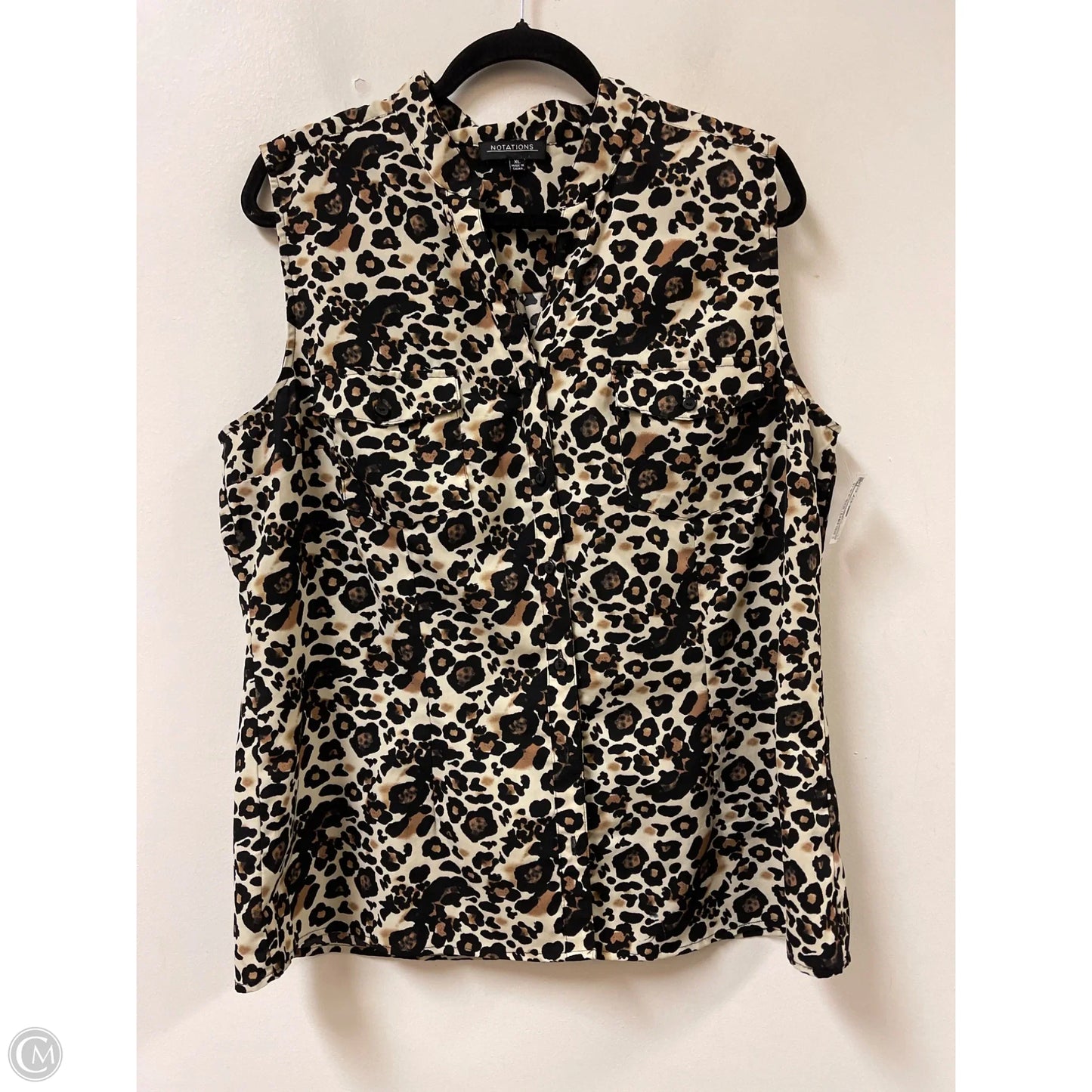 Blouse Sleeveless By Notations In Animal Print, Size: Xl