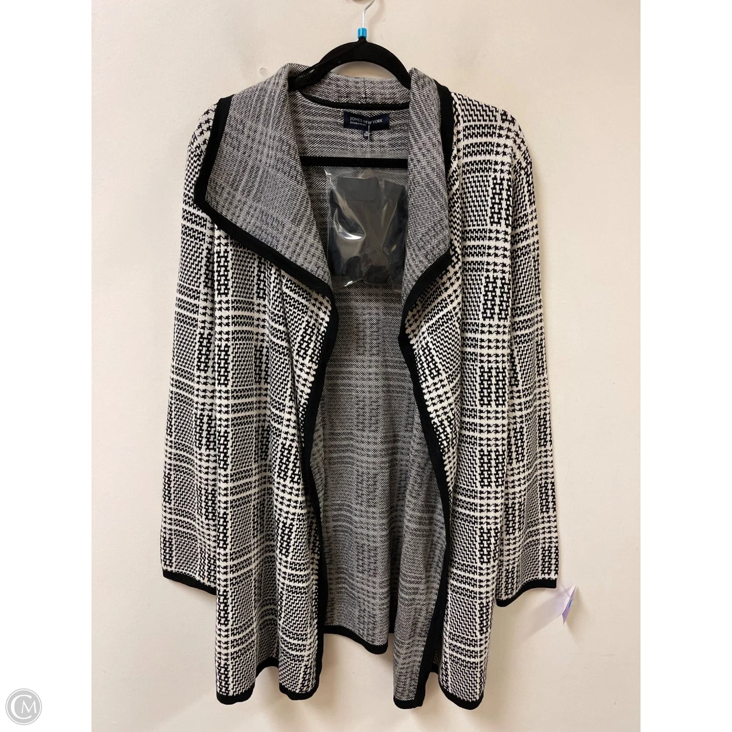Sweater Cardigan By Jones New York In Black & White, Size: Xl