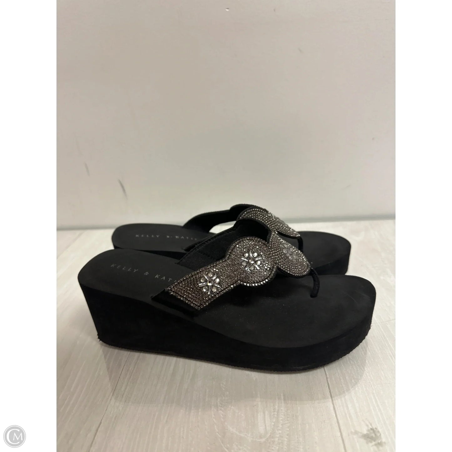 Sandals Heels Wedge By Kelly And Katie In Black, Size: 10