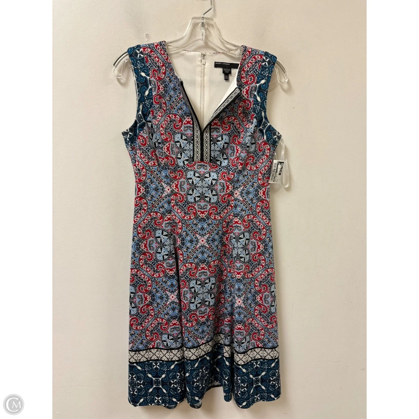 Dress Casual Short By Maggy London In Blue & Red, Size: S