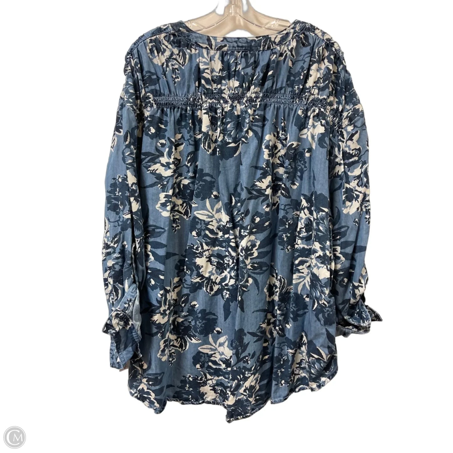 Top Long Sleeve By Intro In Blue & White, Size: 3x