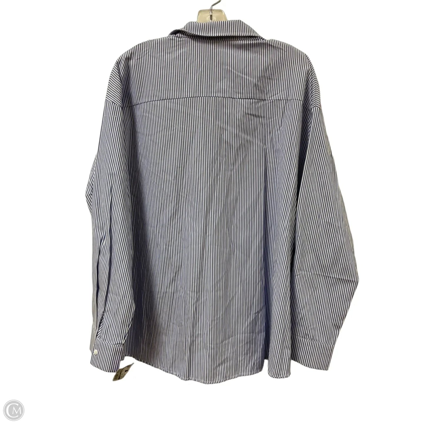 Blouse Long Sleeve By Clothes Mentor In Blue & White, Size: 2x
