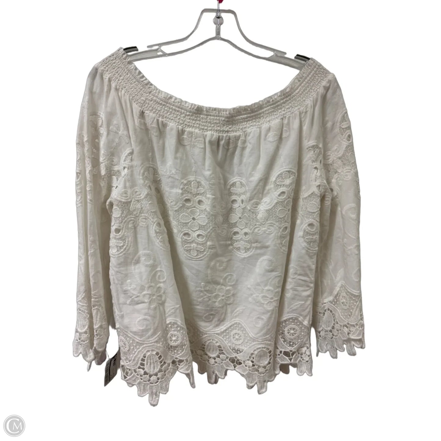 Top Long Sleeve By Chicos In White, Size: M