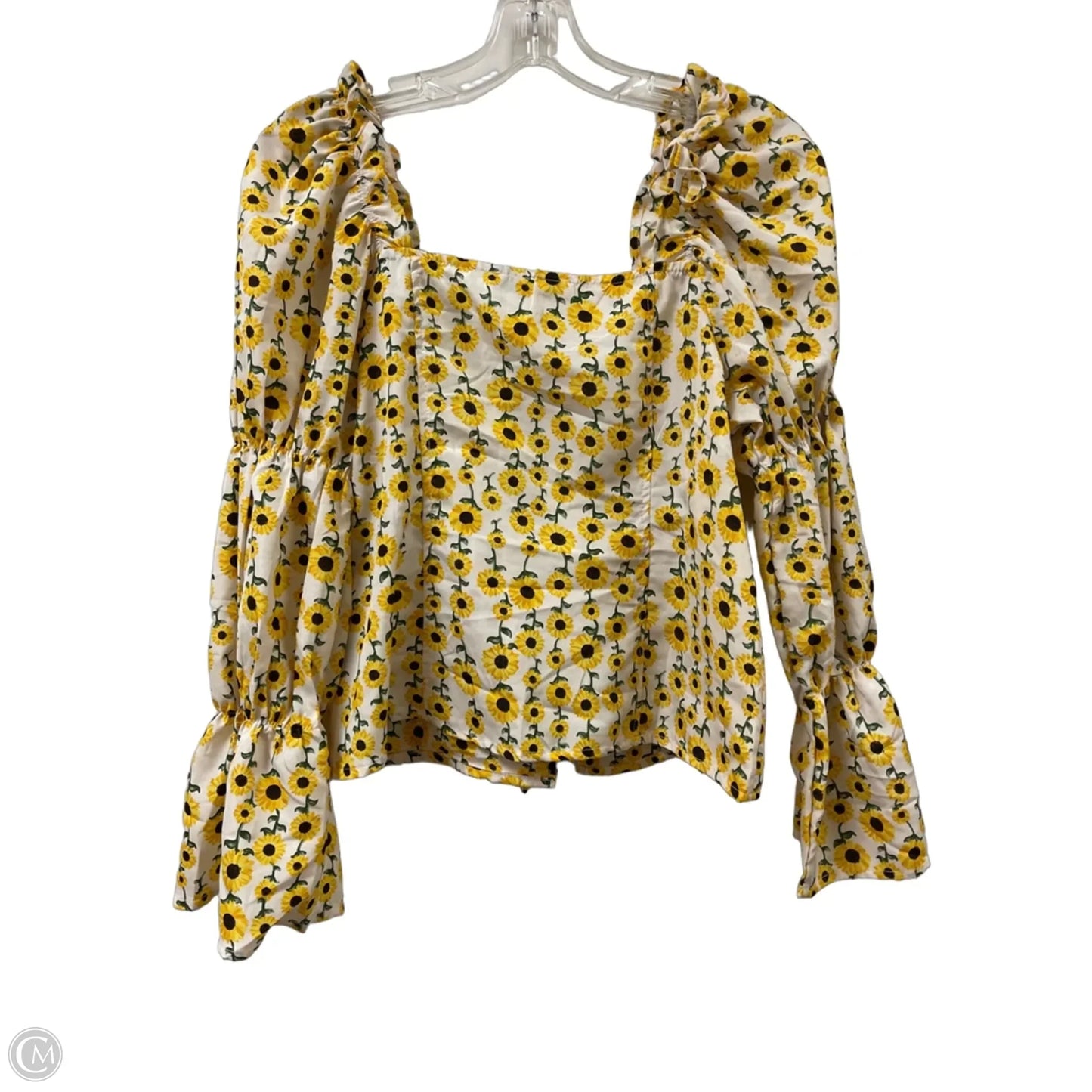 Top Long Sleeve By Clothes Mentor In White & Yellow, Size: M