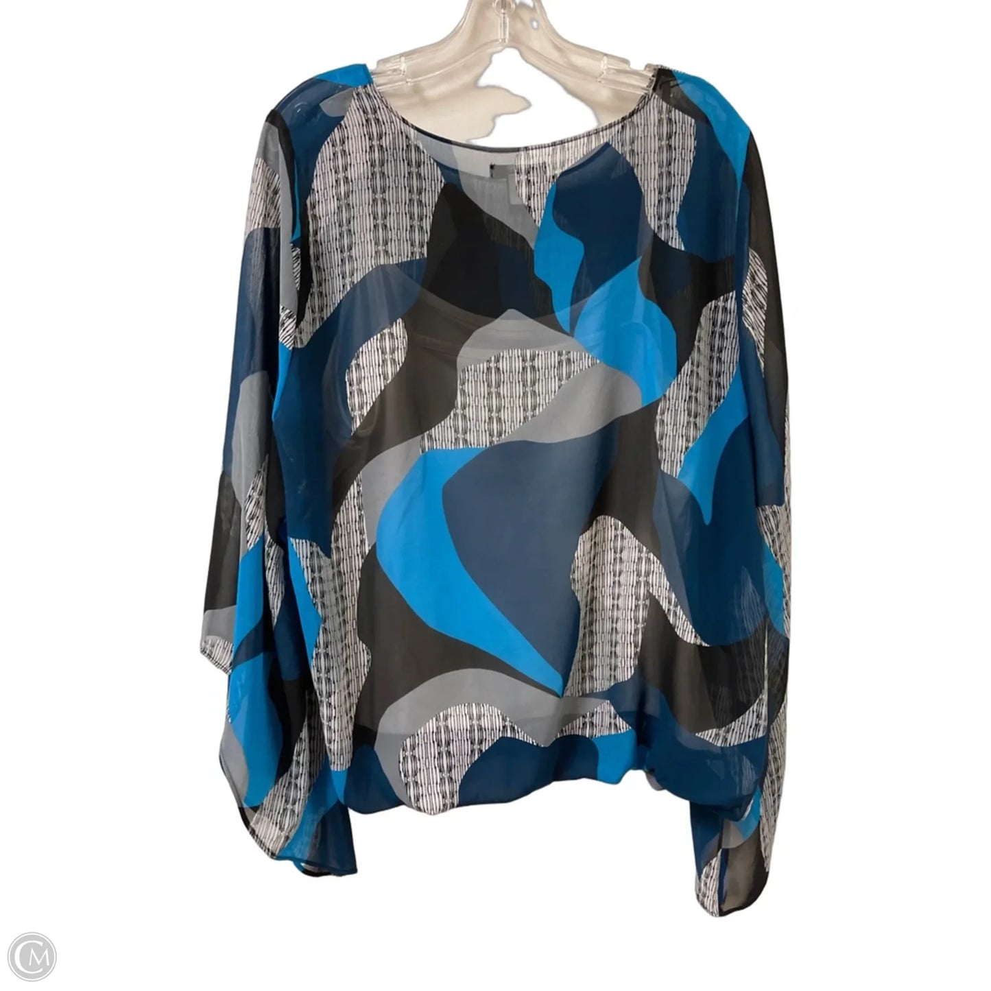 Top Long Sleeve By Alfani In Blue & Grey, Size: Xl