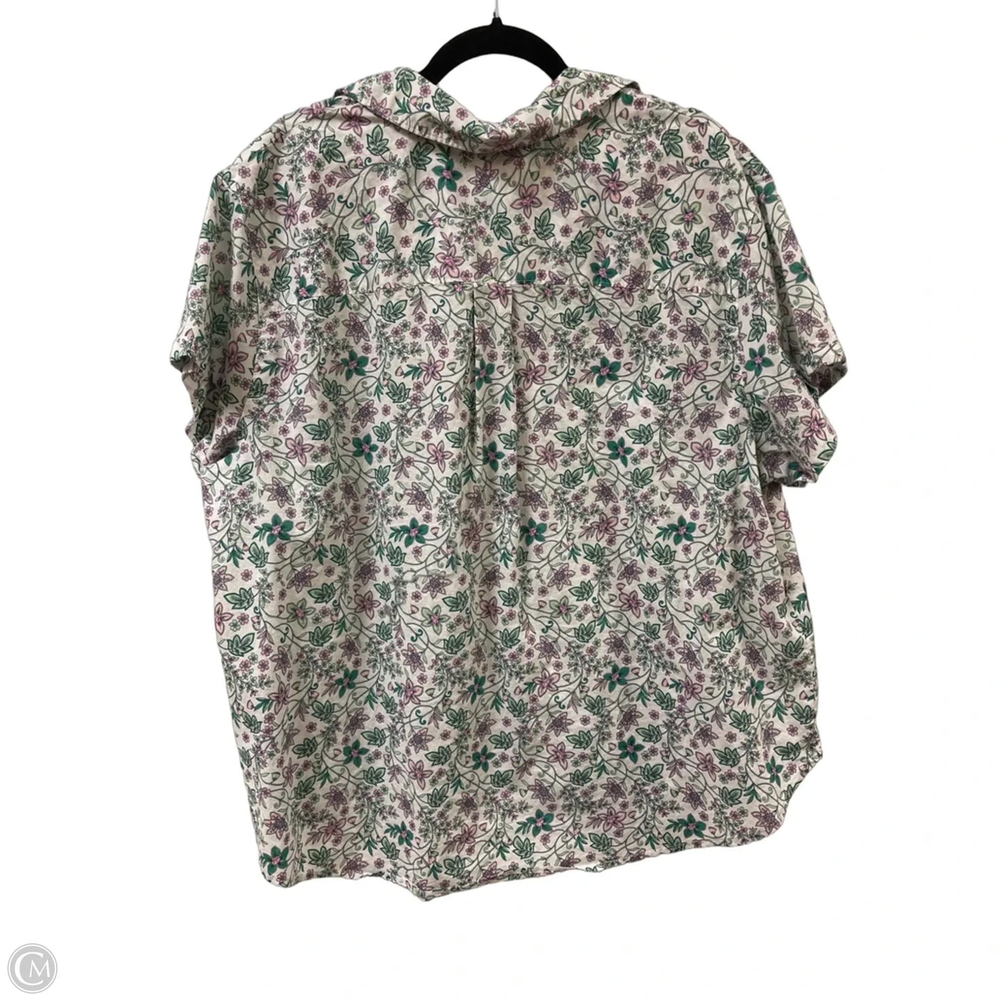 Blouse Short Sleeve By St Johns Bay In Green & Pink, Size: 2x