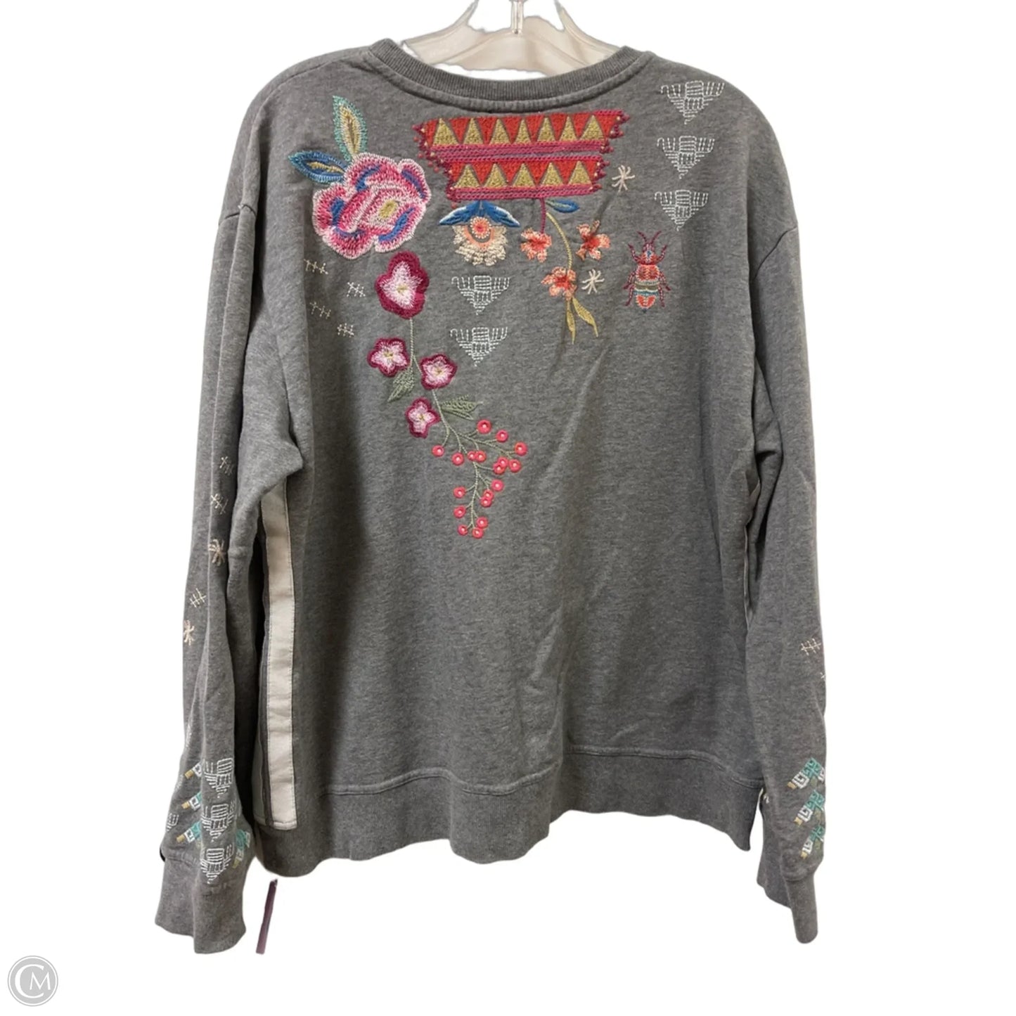 Sweatshirt Designer By Johnny Was In Grey, Size: L