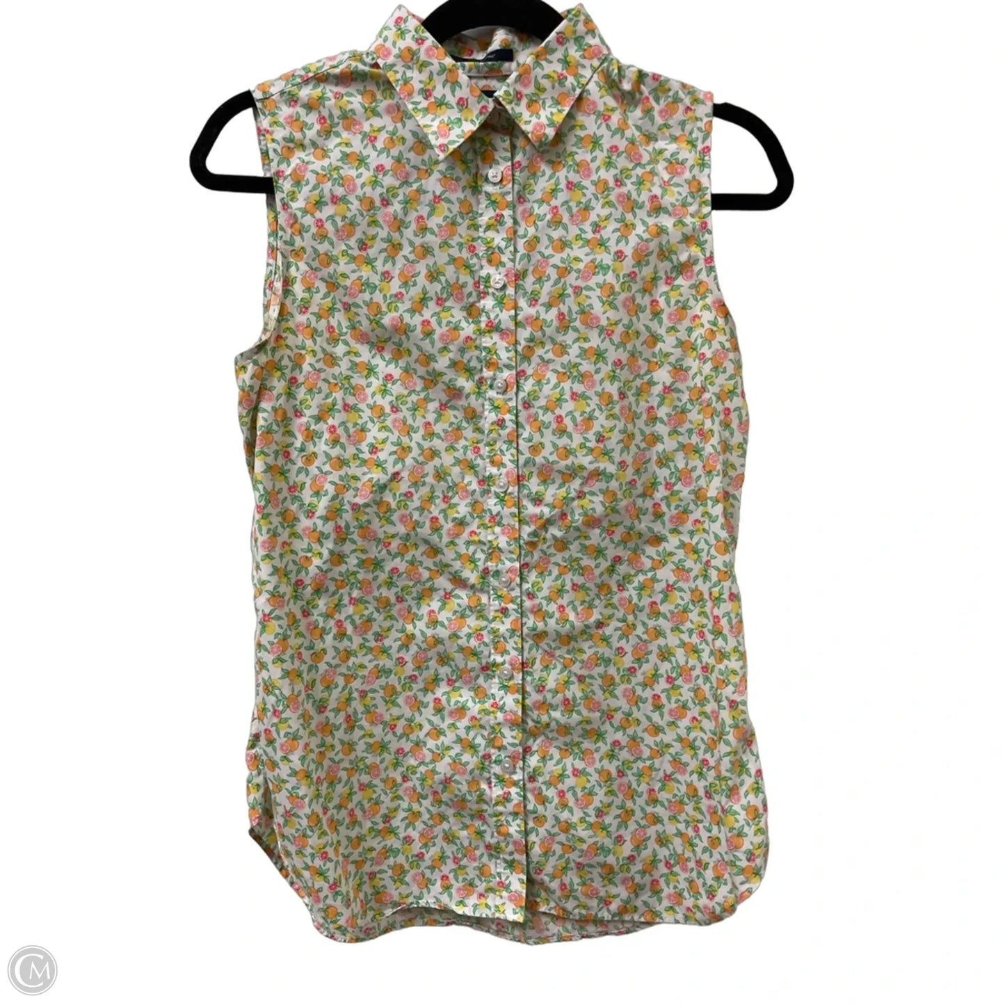 Blouse Sleeveless By Lands End In Green & Orange, Size: M