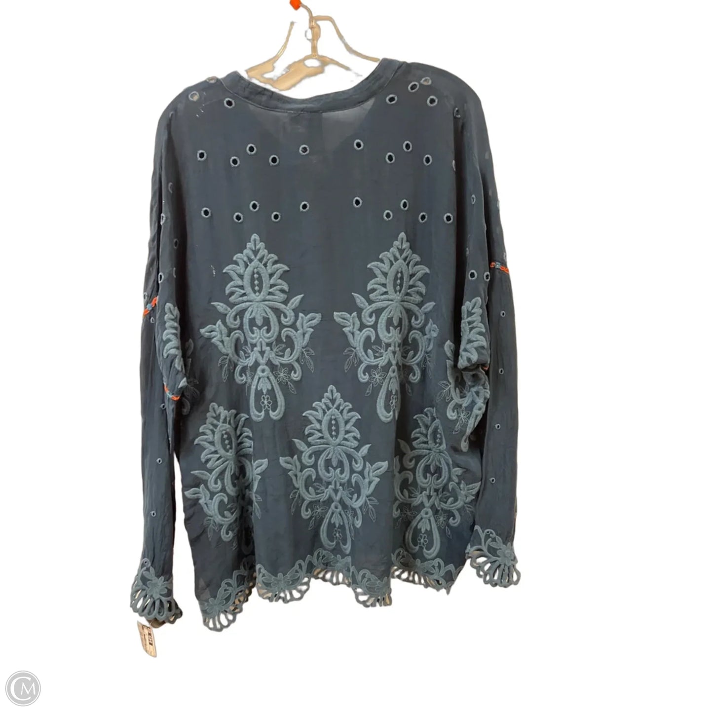 Top Long Sleeve Designer By Johnny Was In Navy, Size: L