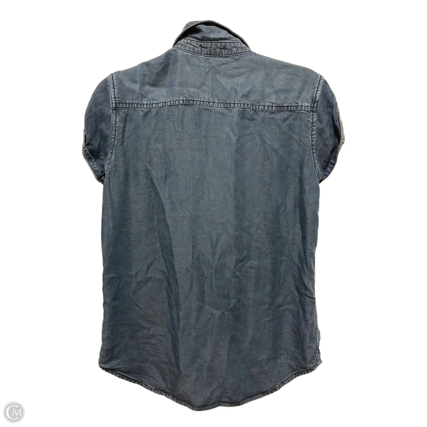 Blouse Short Sleeve By Paige In Blue Denim, Size: S