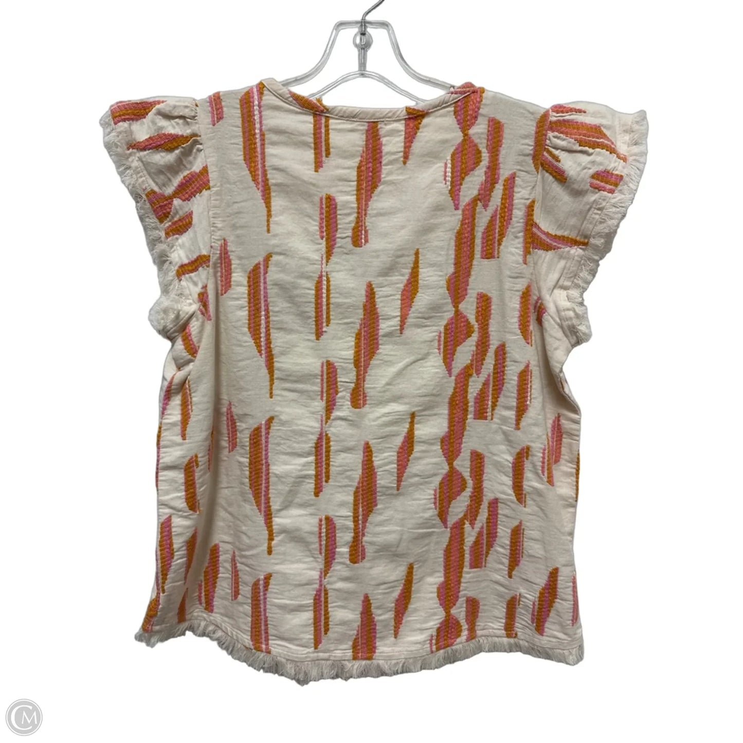 Top Short Sleeve By Tribal In Cream & Pink, Size: M