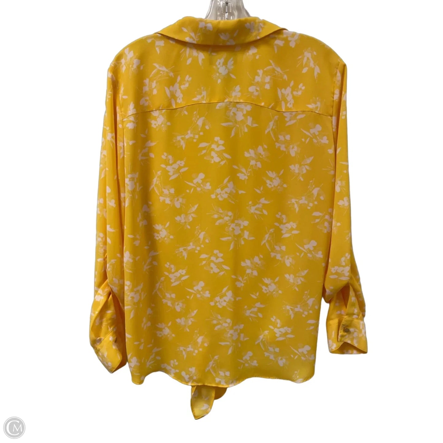 Blouse Long Sleeve By Investments In Yellow, Size: L