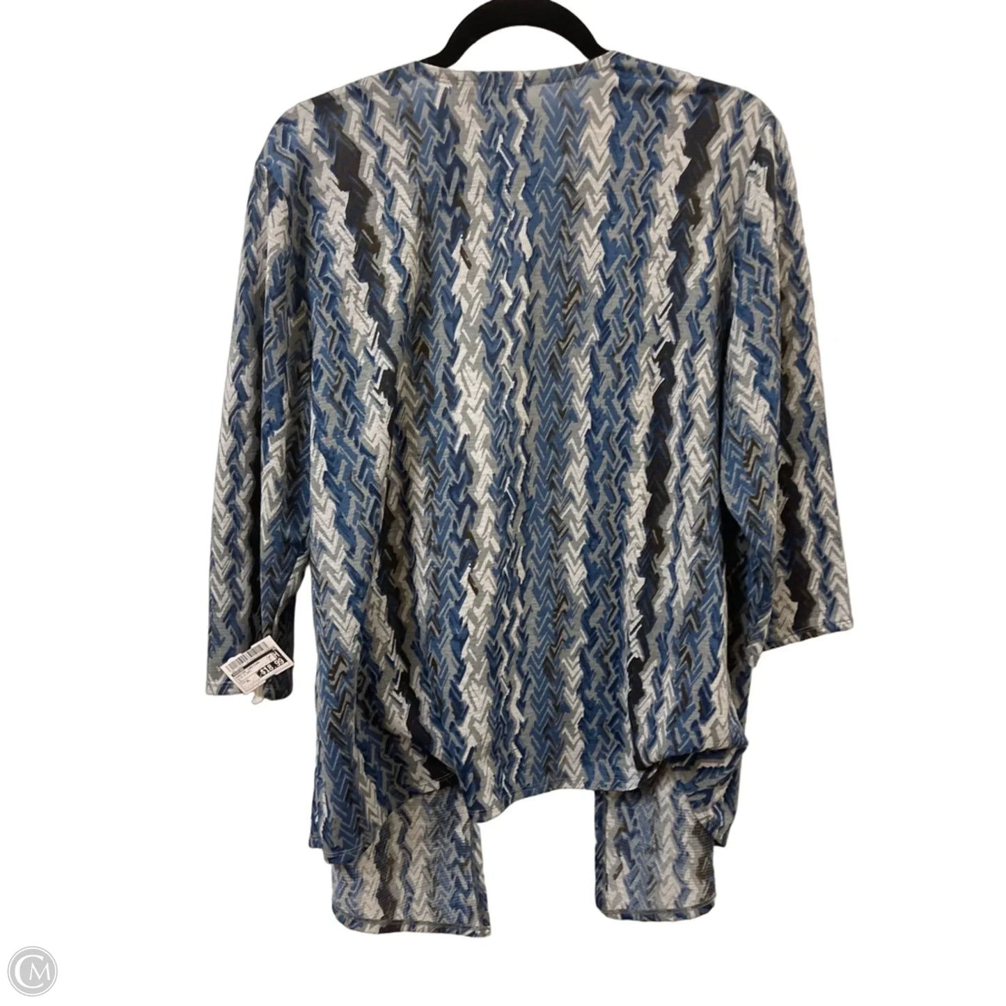 Sweater Cardigan By Chicos In Blue & Grey, Size: Xl