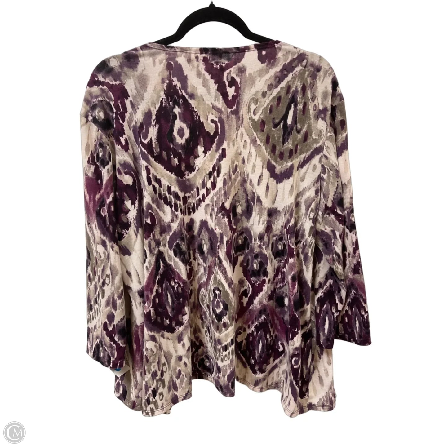 Sweater Cardigan By Chicos In Grey & Purple, Size: Xl
