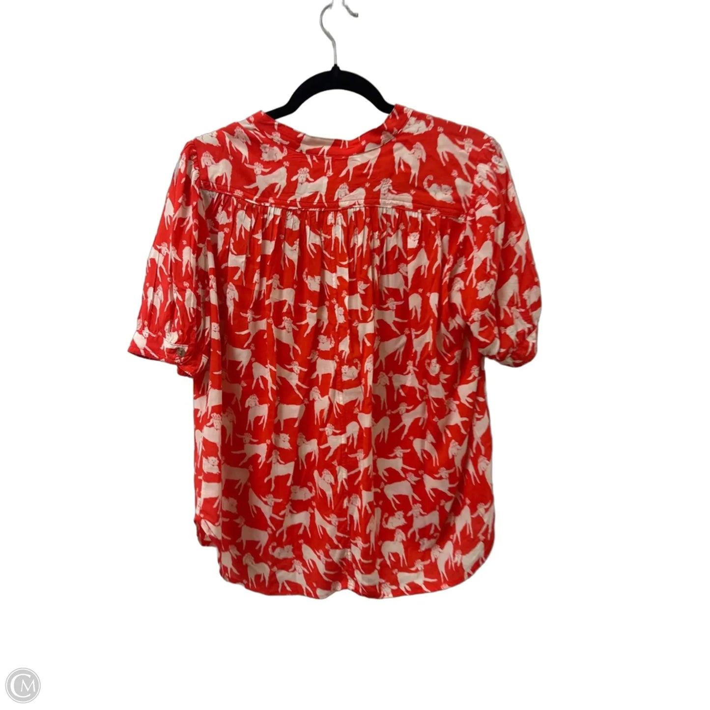Top Short Sleeve By Anthropologie In Red & White, Size: S
