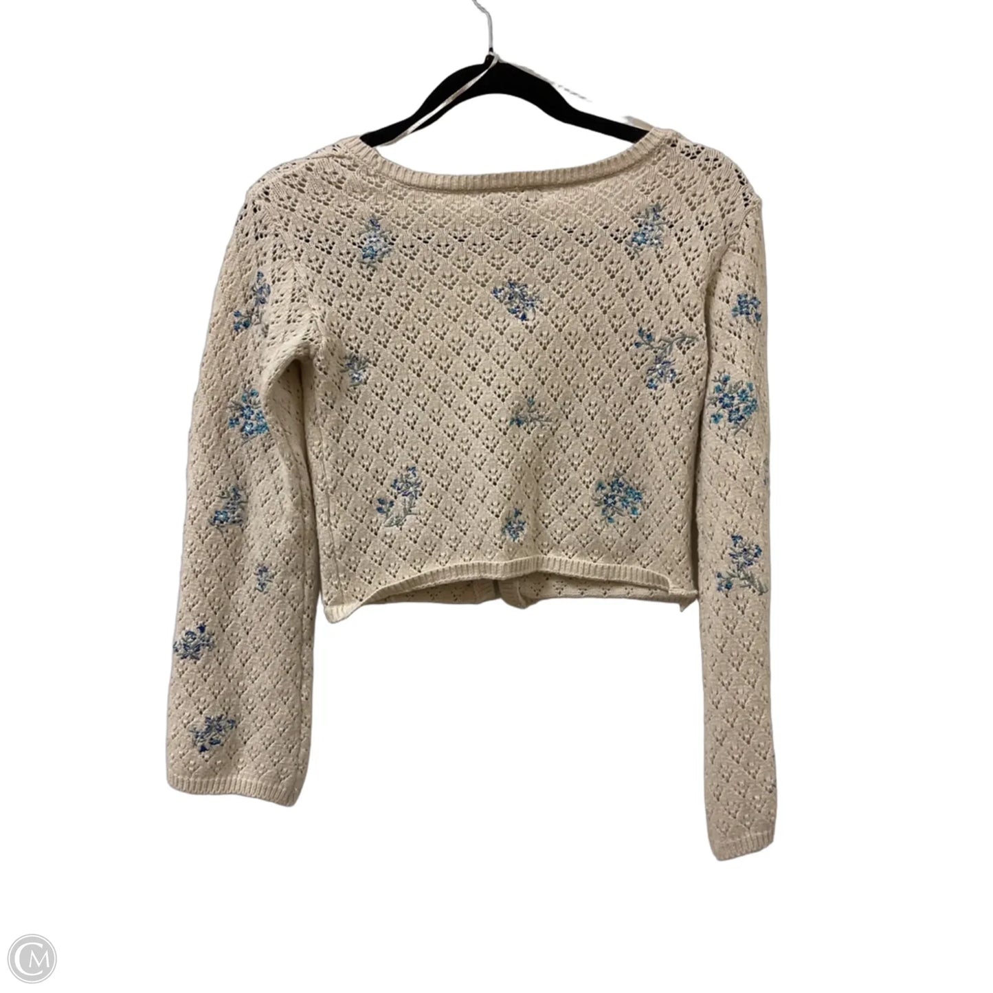 Sweater Cardigan By Sincerely Jules In Blue & Cream, Size: Xs
