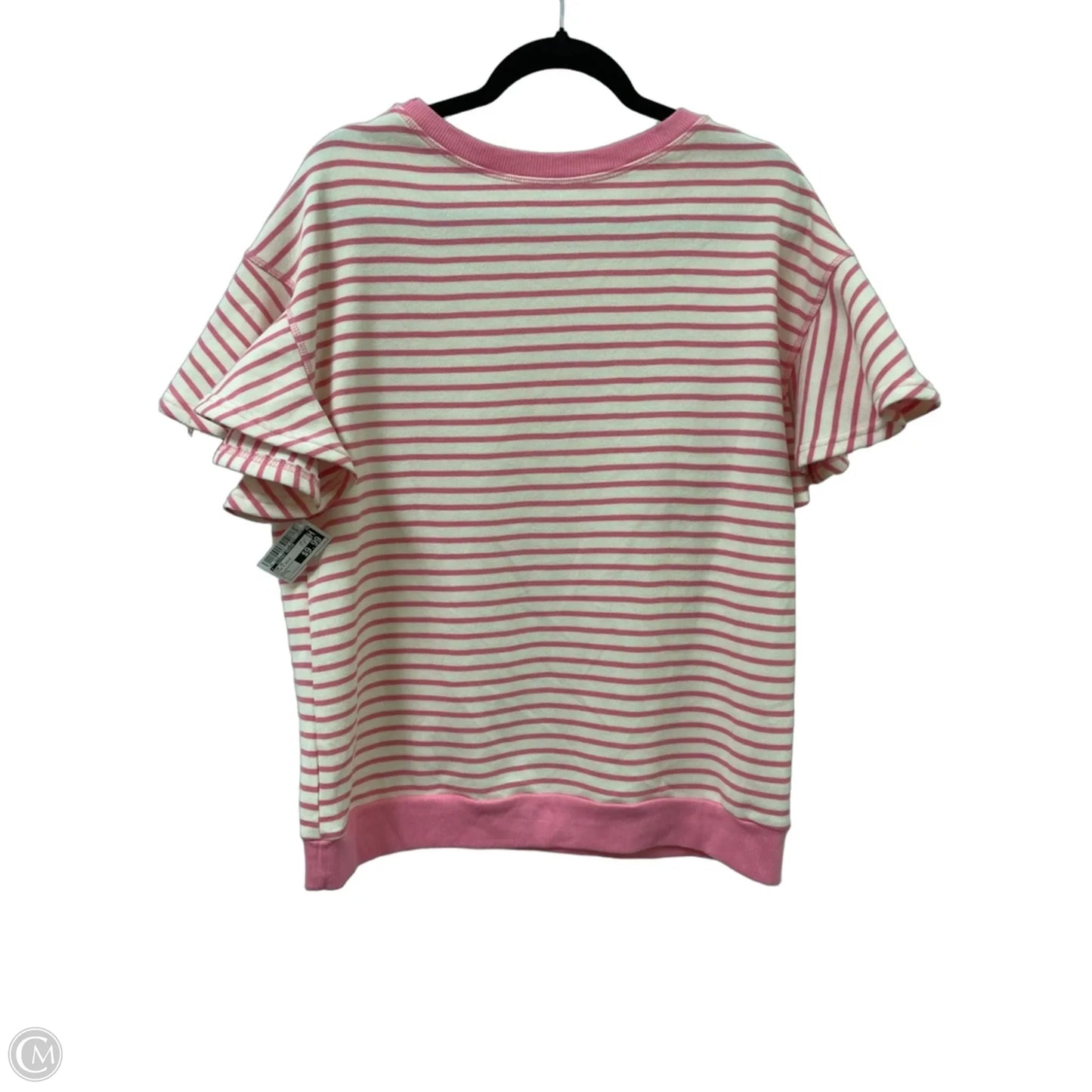 Top Short Sleeve By Clothes Mentor In Pink & White, Size: L
