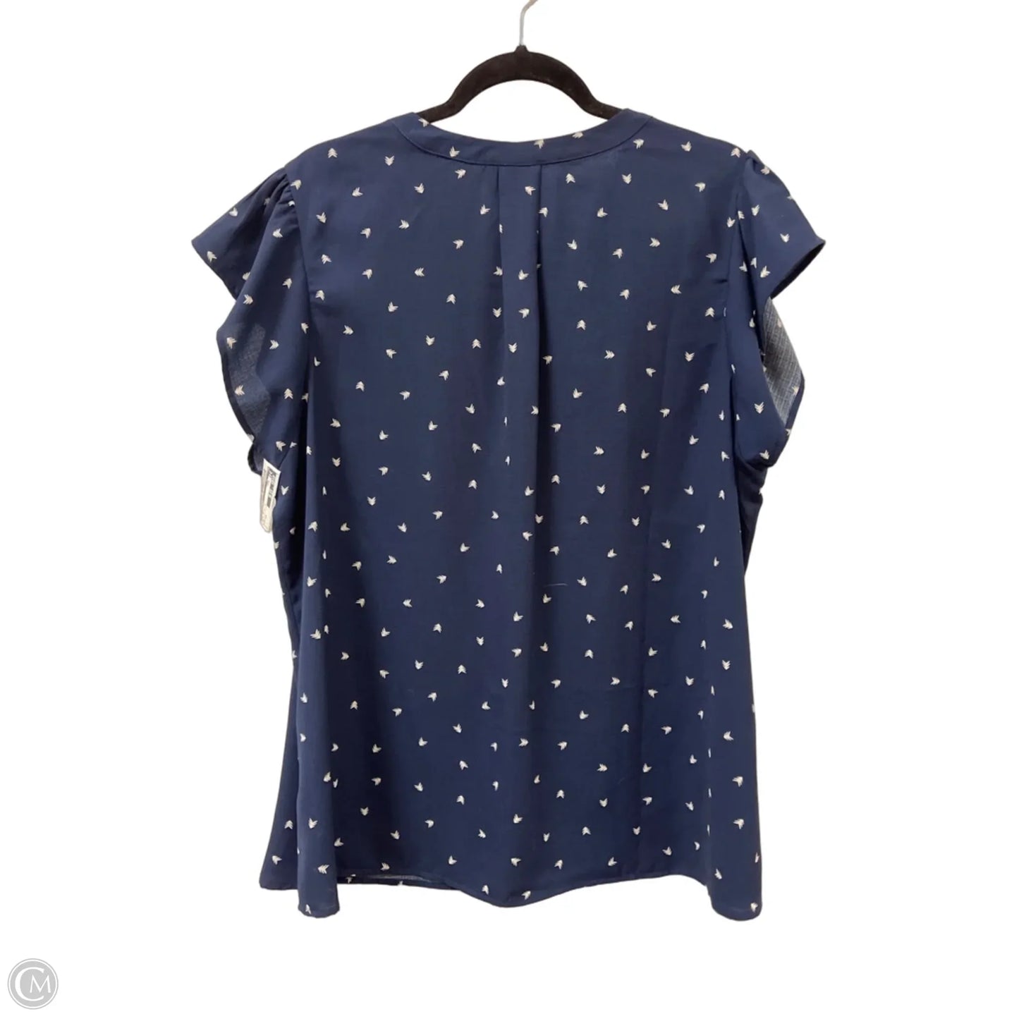 Top Short Sleeve By Blu Pepper In Blue & White, Size: 1x