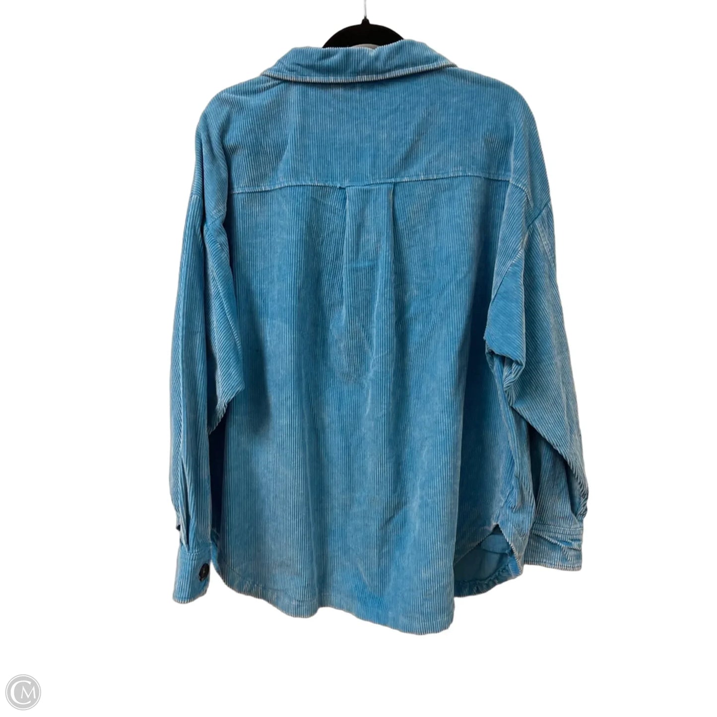 Jacket Shirt By Zenana In Blue, Size: L