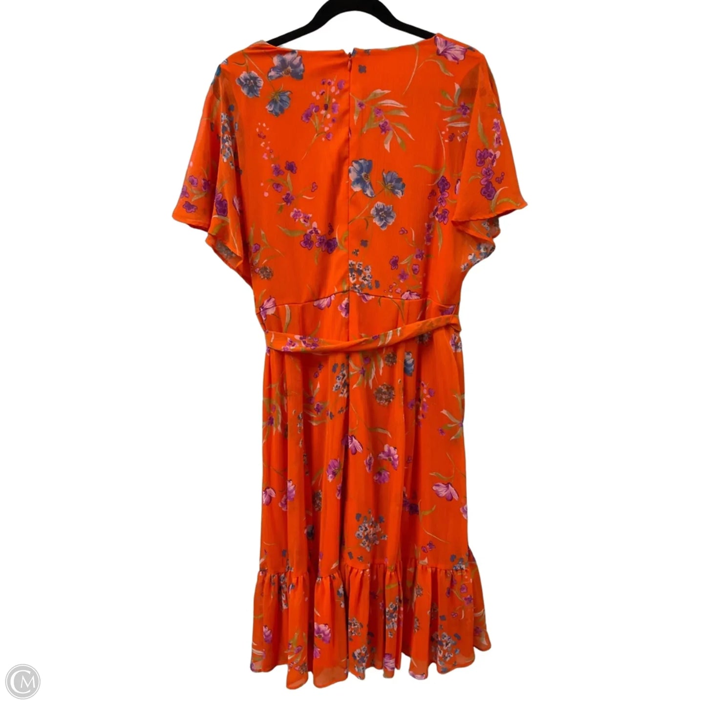 Dress Casual Midi By Calvin Klein In Orange, Size: L