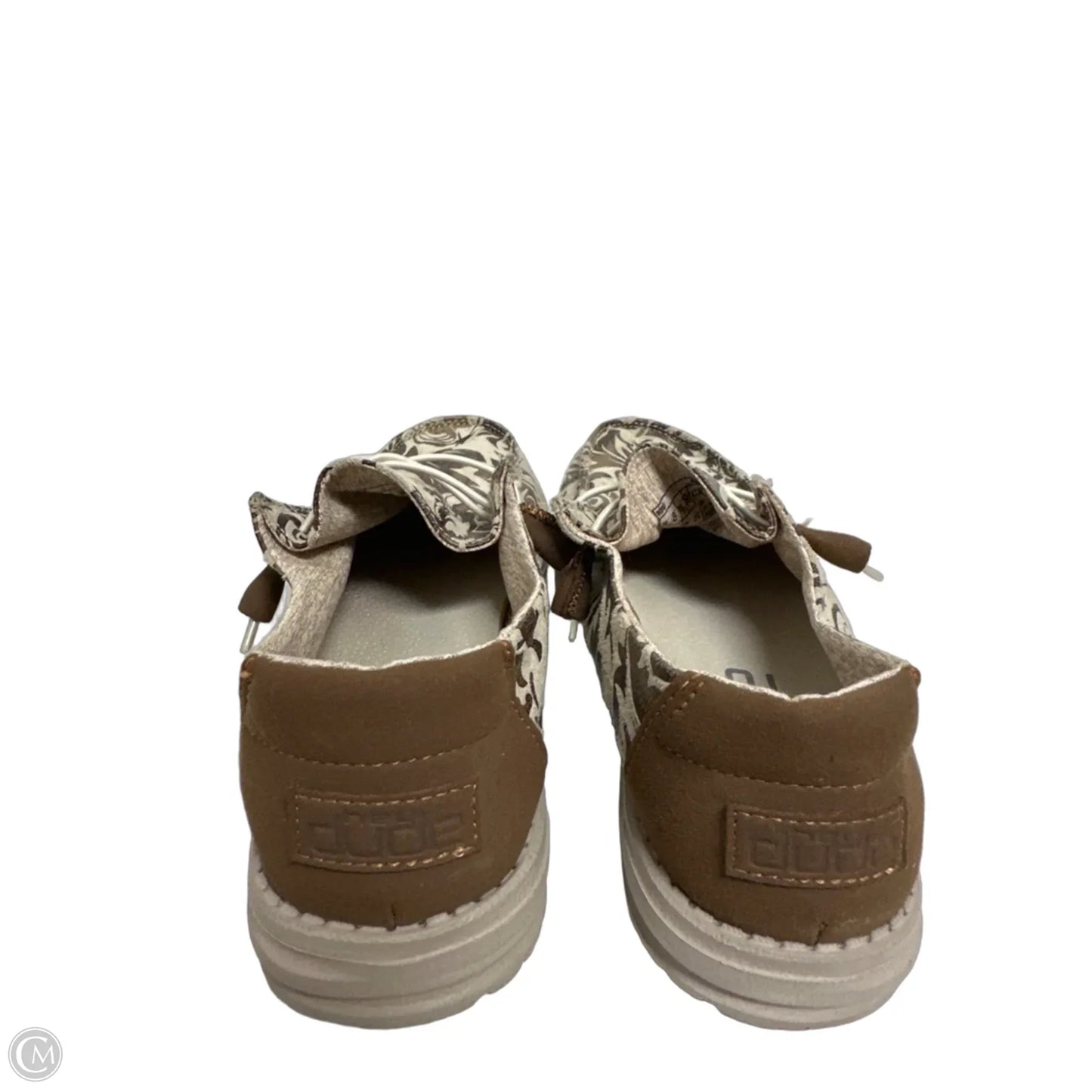 Shoes Flats By Hey Dude In Brown & Cream, Size: 8