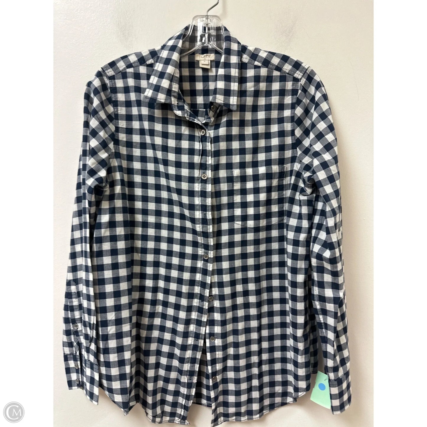 Blouse Long Sleeve By J. Crew In Blue & White, Size: M