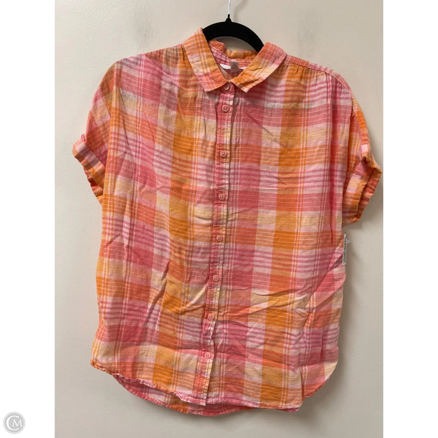 Blouse Short Sleeve By Time And Tru In Orange & Pink, Size: S