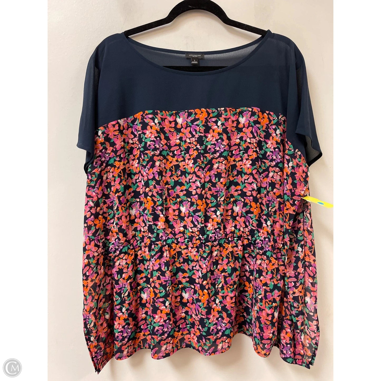 Top Short Sleeve By Ann Taylor In Floral Print, Size: L