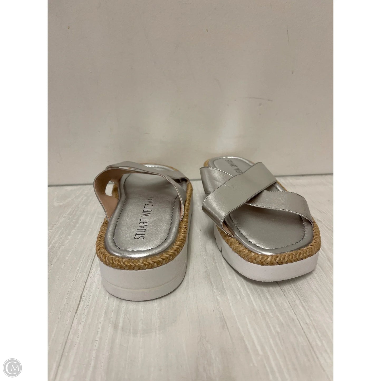 Sandals Designer By Stuart Weitzman In Silver, Size: 8