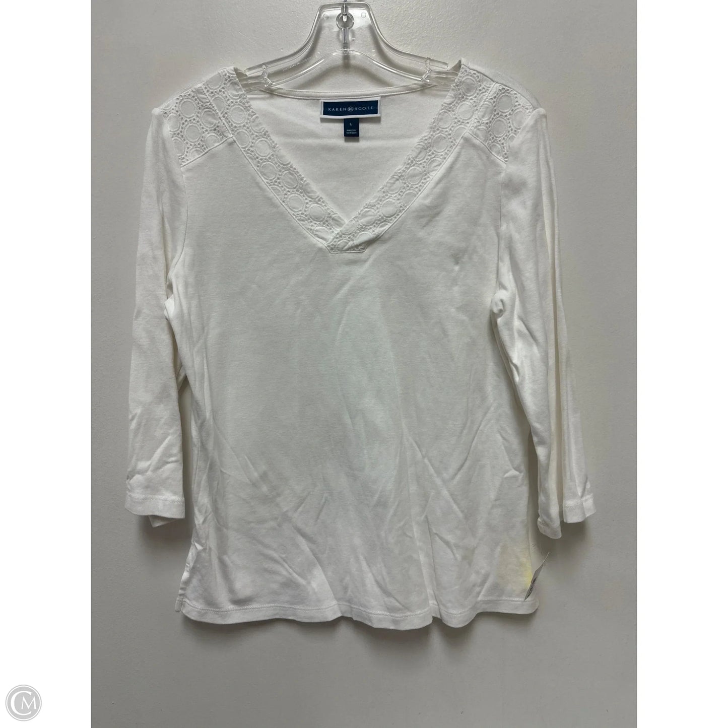 Top Long Sleeve By Karen Scott In White, Size: L