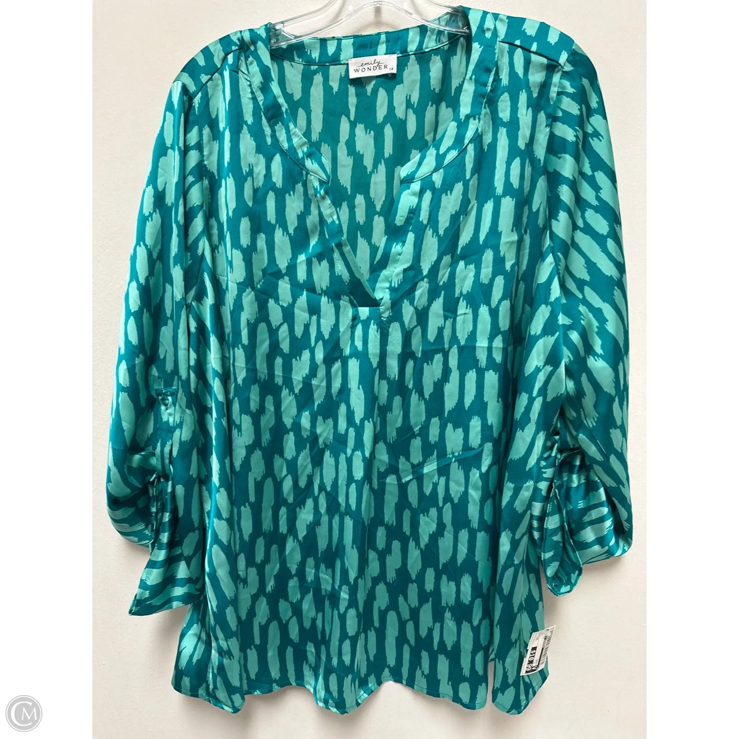 Top Long Sleeve By Emily Wonder In Teal, Size: 1x