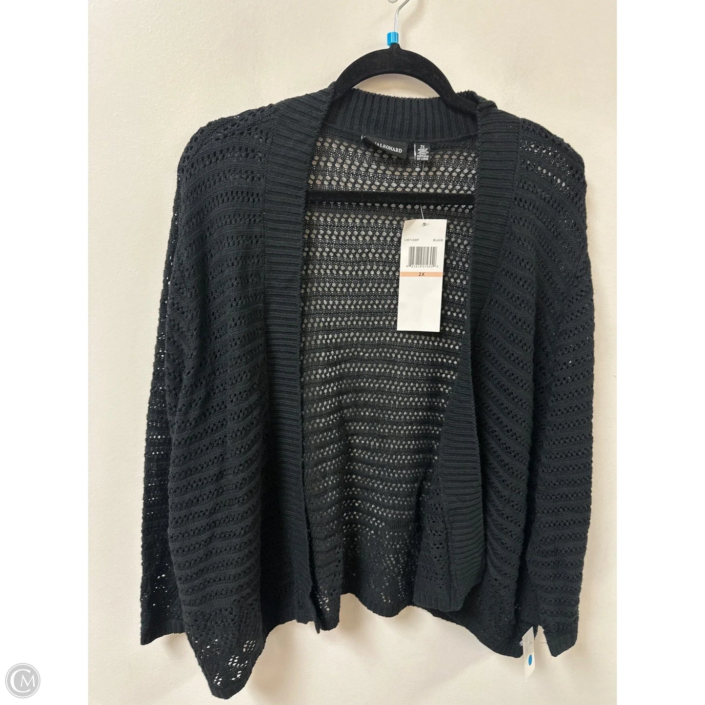 Sweater Cardigan By Nina Leonard In Black, Size: 2x