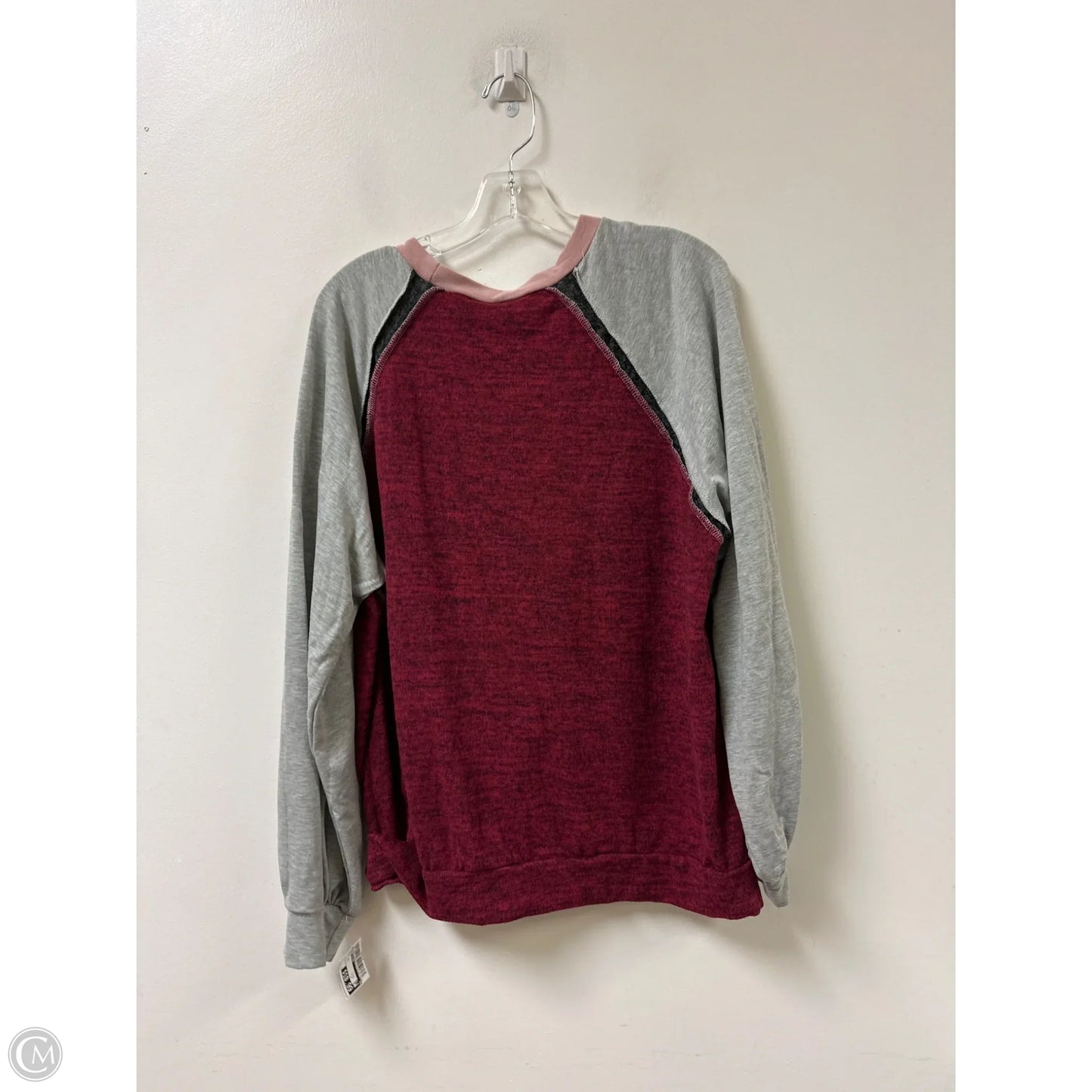 Top Long Sleeve By Beeson River In Grey & Red, Size: M