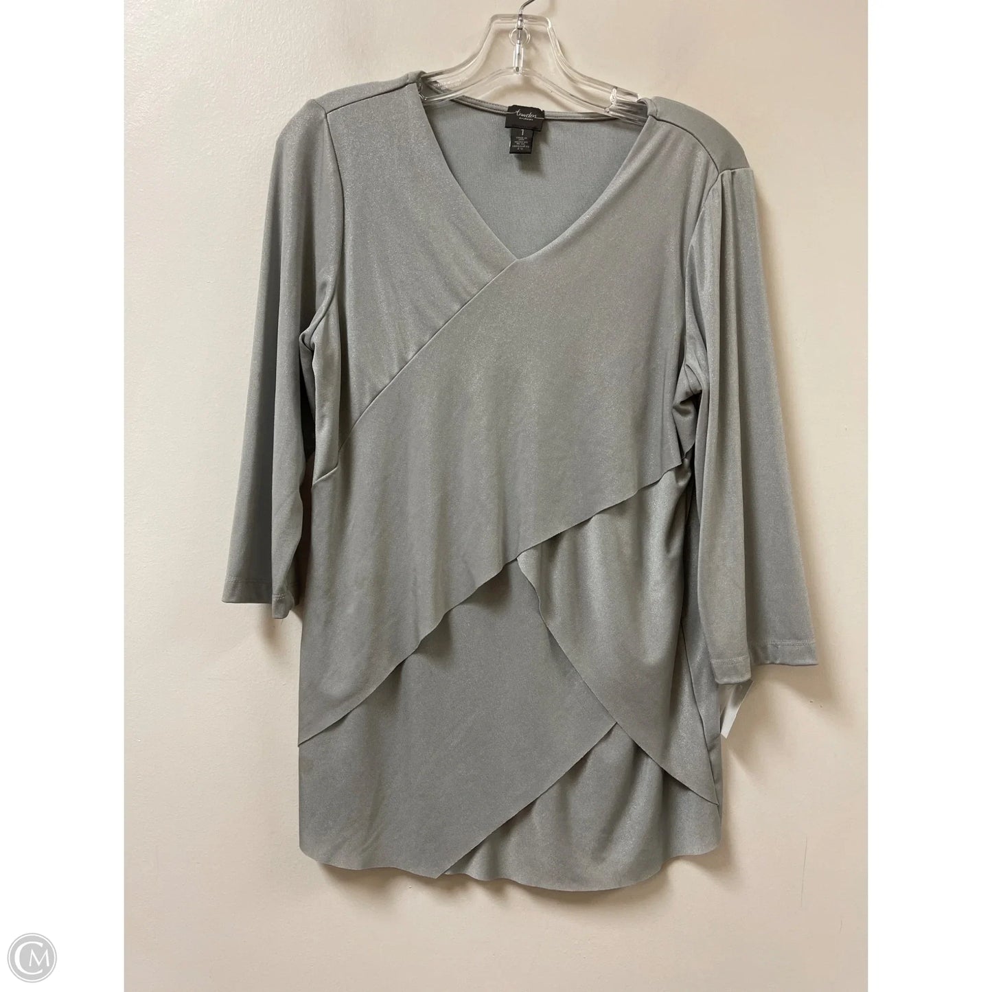 Top Long Sleeve By Chicos In Silver, Size: M