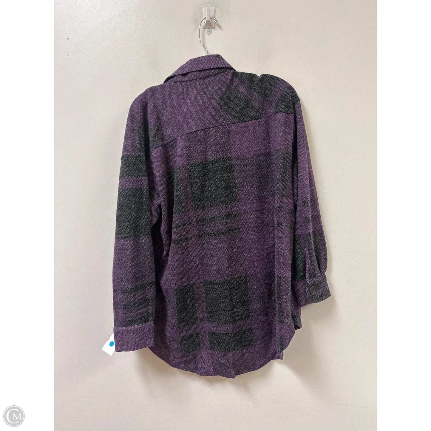 Blouse Long Sleeve By Zenana In Black & Purple, Size: M