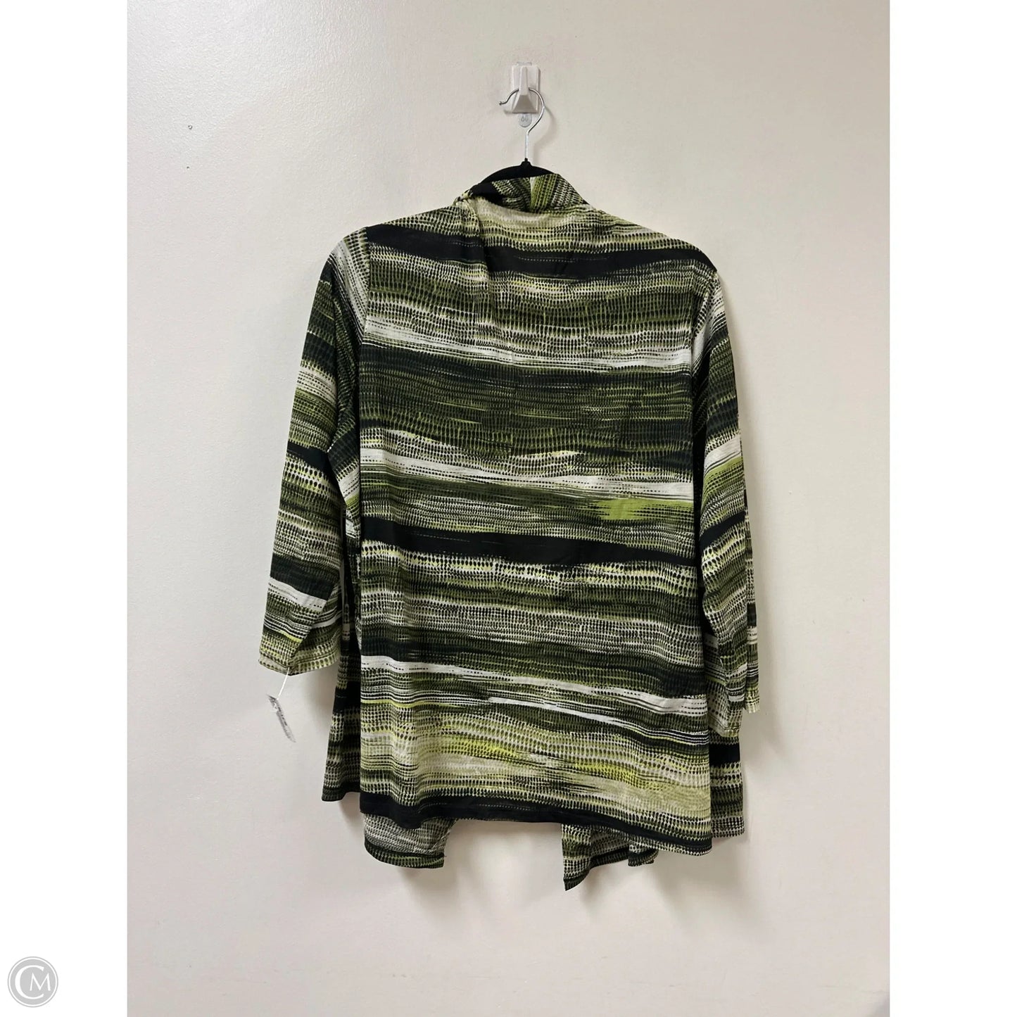 Sweater Cardigan By Kasper In Black & Green, Size: 1x