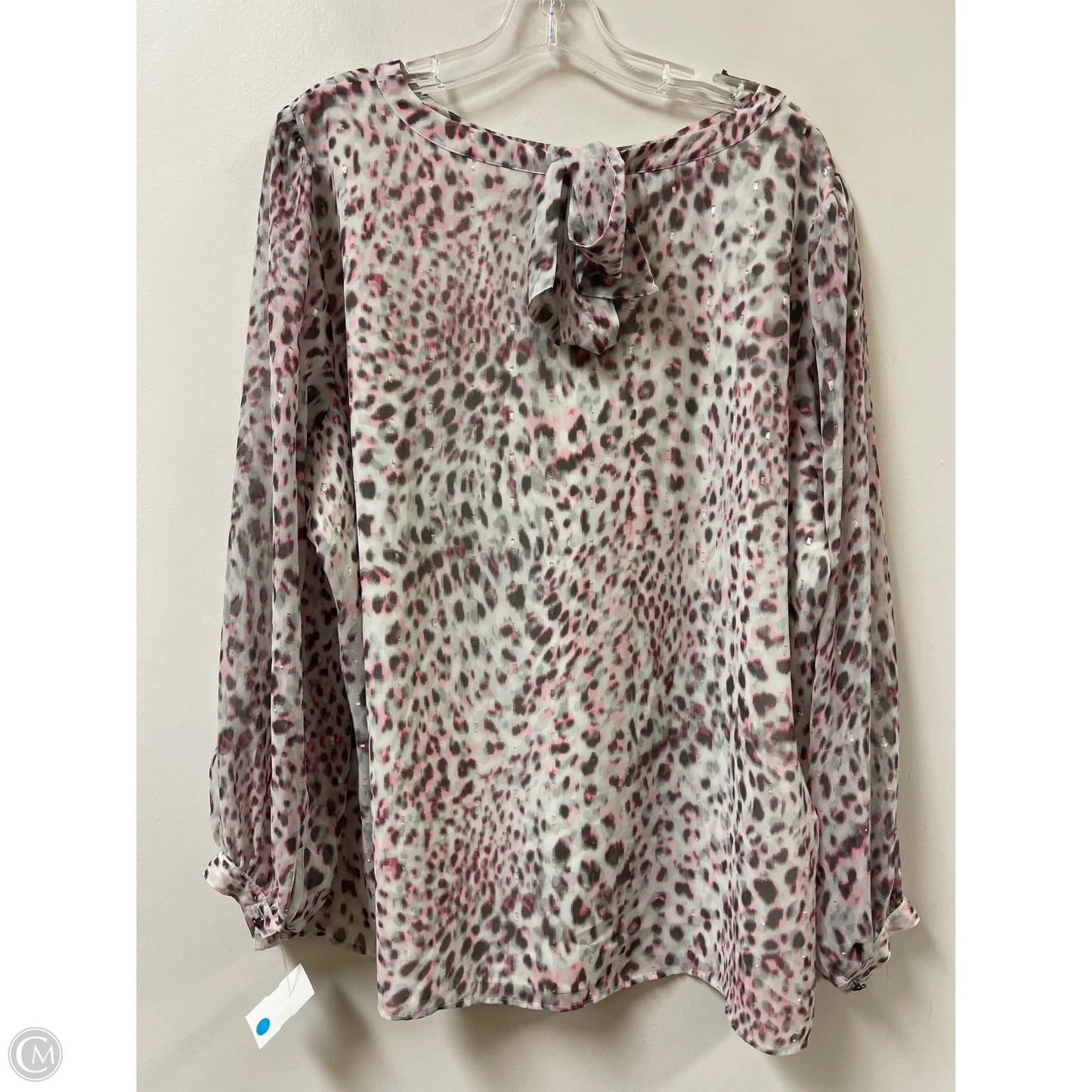 Top Long Sleeve By Talbots In Grey & Pink, Size: 2x