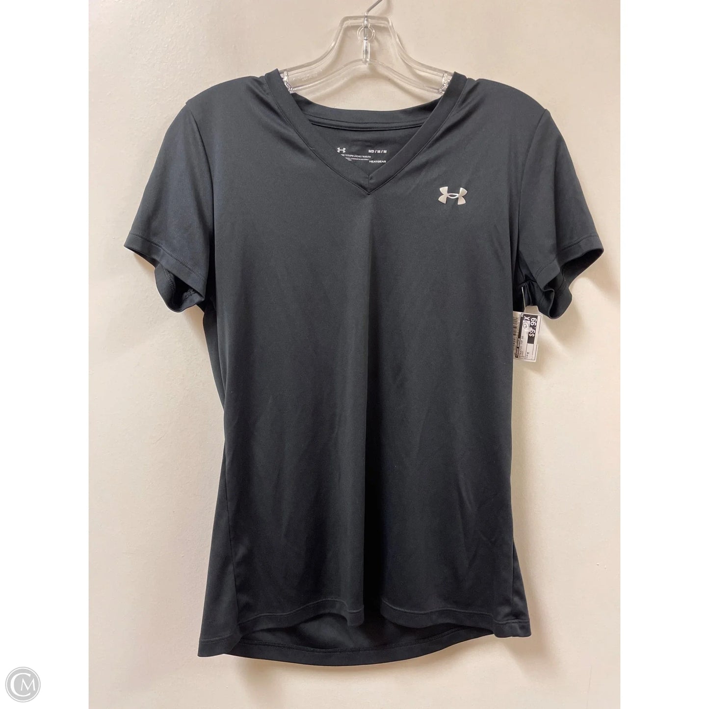 Athletic Top Short Sleeve By Under Armour In Black, Size: M