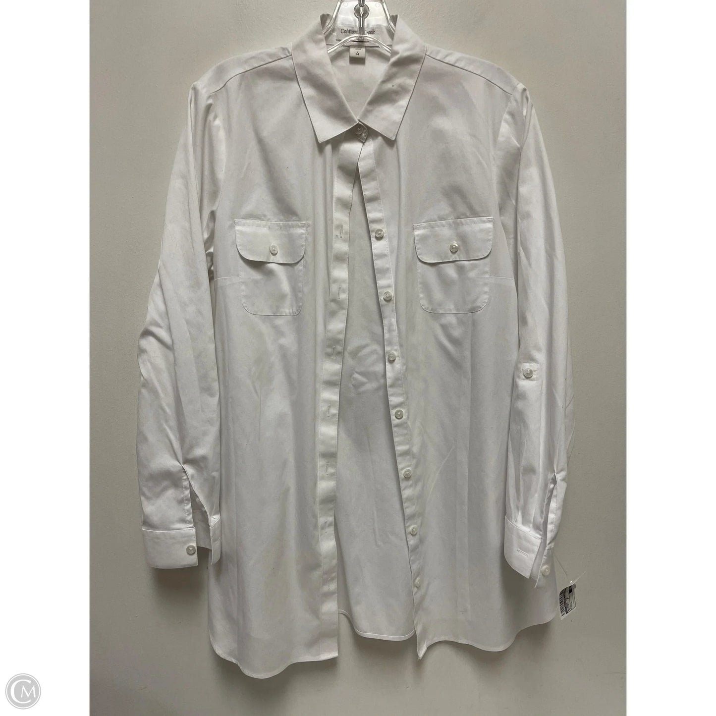 Blouse Long Sleeve By Coldwater Creek In White, Size: L