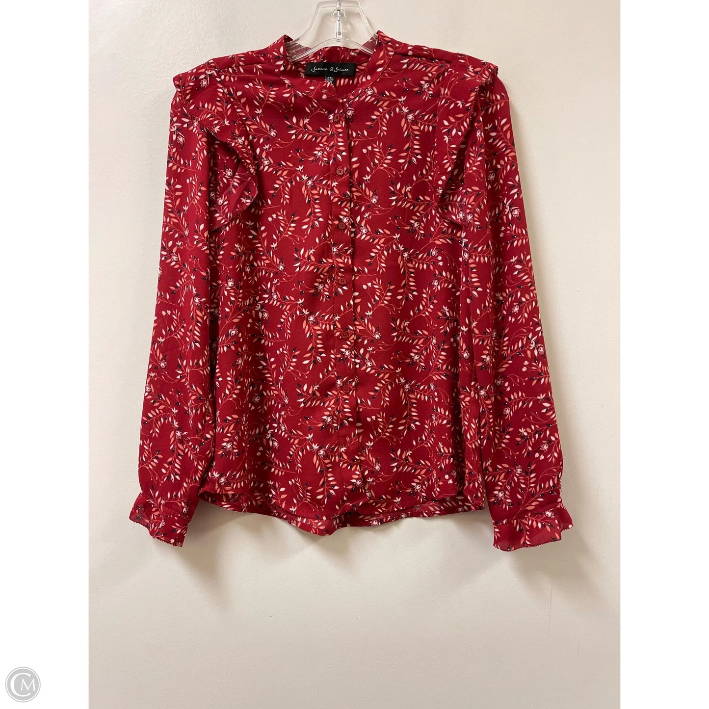 Blouse Long Sleeve By Clothes Mentor In Red, Size: Xs