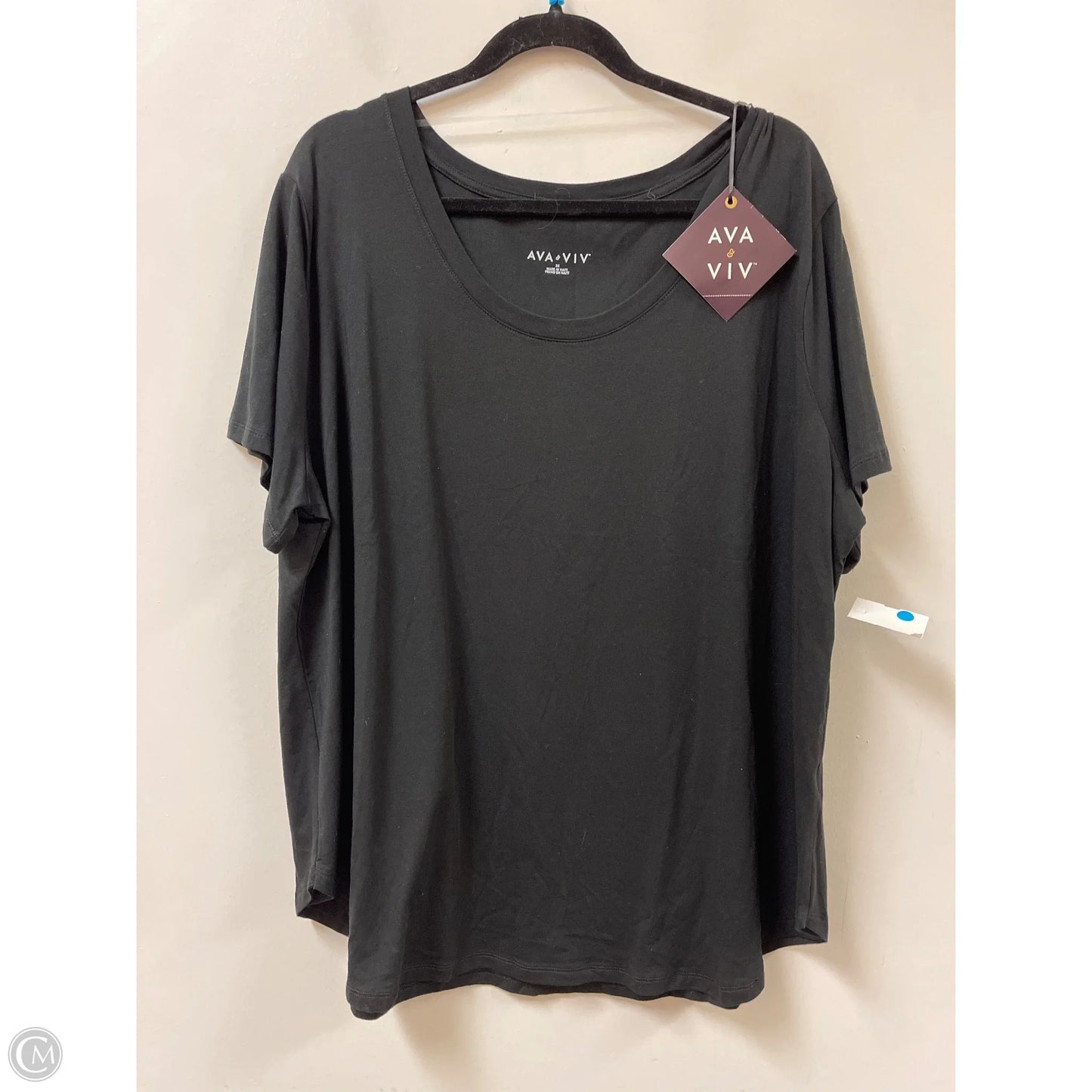 Top Short Sleeve By Ava & Viv In Black, Size: 2x