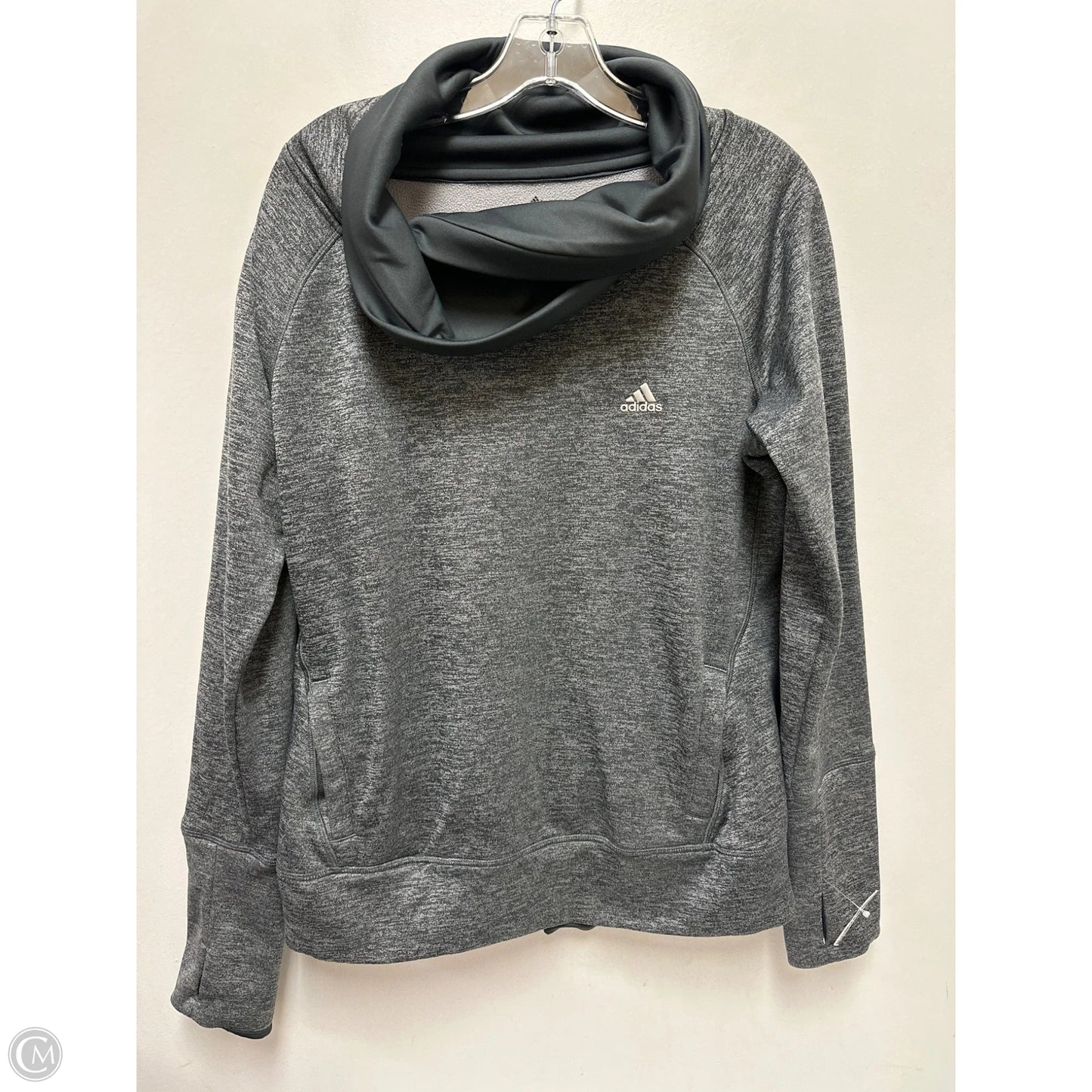 Athletic Sweatshirt Crewneck By Adidas In Grey, Size: L