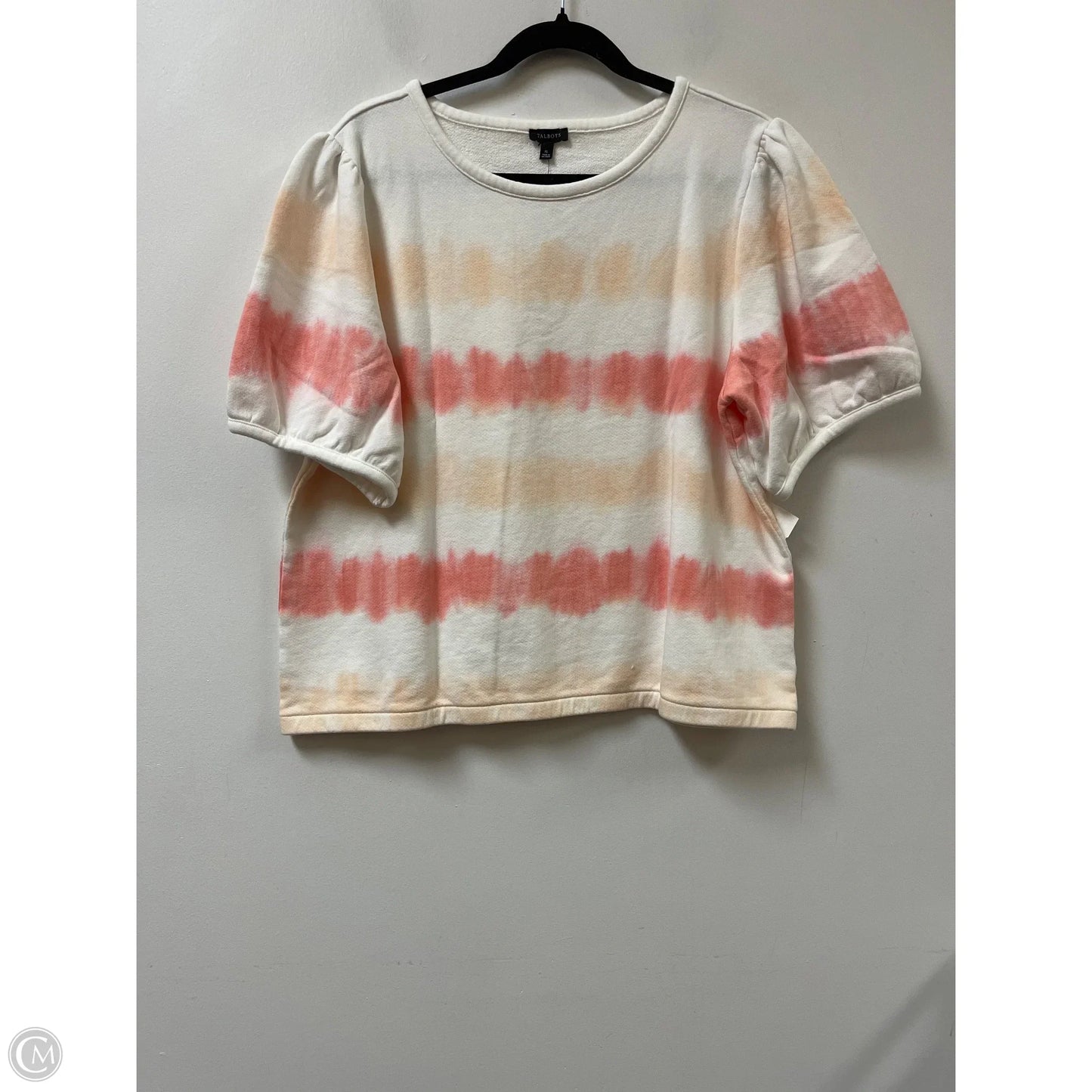 Sweater Short Sleeve By Talbots In Orange & White, Size: Xl